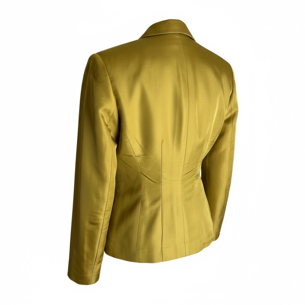 SILK BLAZER ANN TAYLOR LOFT Chartreuse Green Dupioni Silk comfortable holiday - Picture 5 of 15
